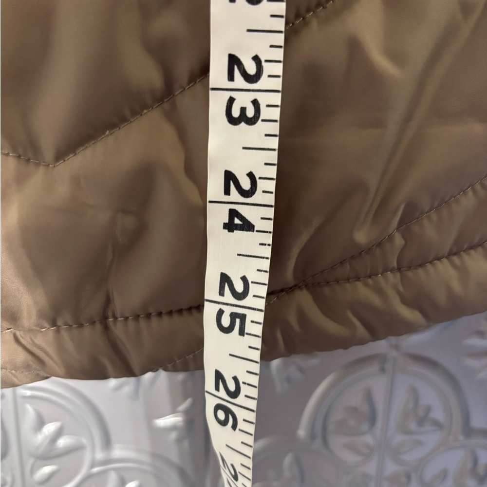 h&m puffer hooded lightweight outdoor jacket in dark beige, size small - Picture 8 of 10